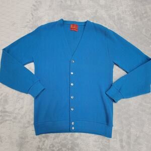 Vintage Sears Kings Road Blue Cardigan Sweater Mens Large Tall L Orlon Acrylic